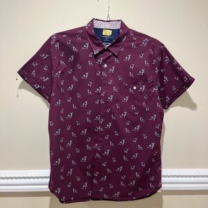 Mens Purple short sleeve button up shirt